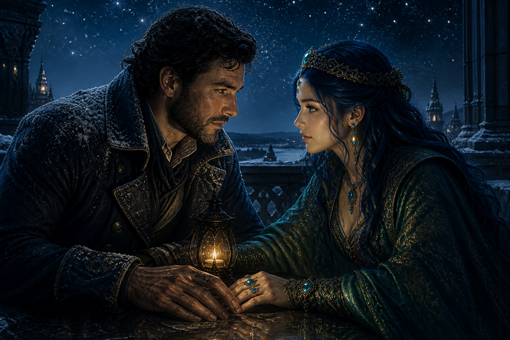 Above them, tin stars trembled, and their hands rested close by the dark lamp.