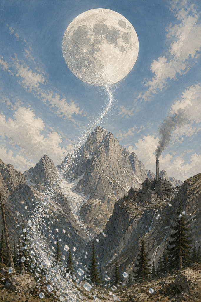 The glittering trail pointed straight toward the Moon.