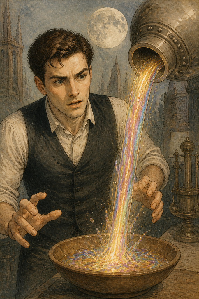 Then the Moon bled rainbow metal into his waiting dish.