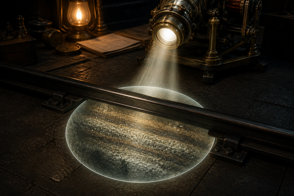 Stone remained solid under the rail, yet every buried layer appeared inside the beam.