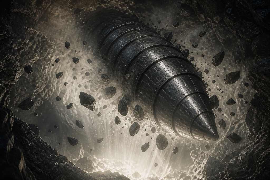 Its ribs tore through miles of stone before stopping inside the hidden radiance.