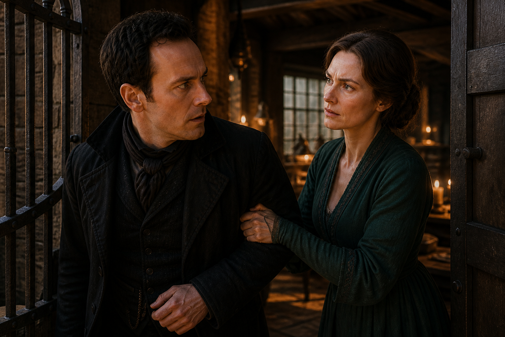 The cable steadied when Roland Clewe rose and Margaret Raleigh pulled him through the gate.