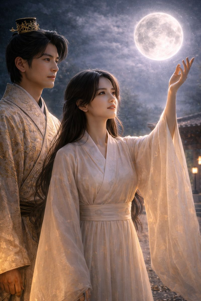 He admires her grace, yet Kaguya speaks of the Moon and a distant home.