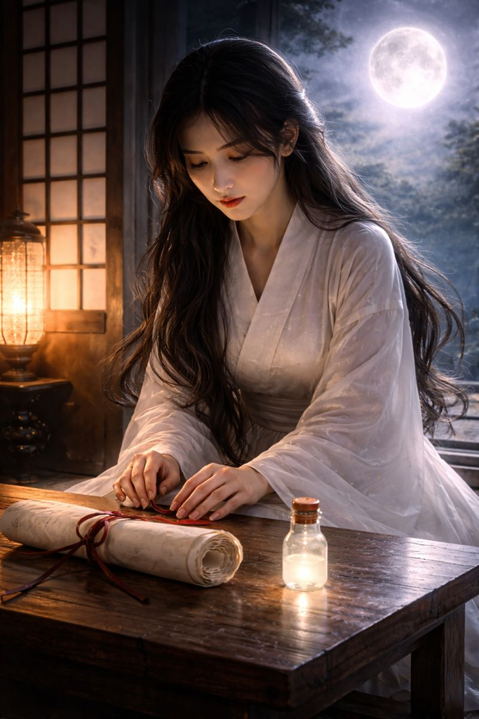 Before dawn, the Moon brightens, and Kaguya prepares the Imperial Letter and the Elixir with trembling hands.