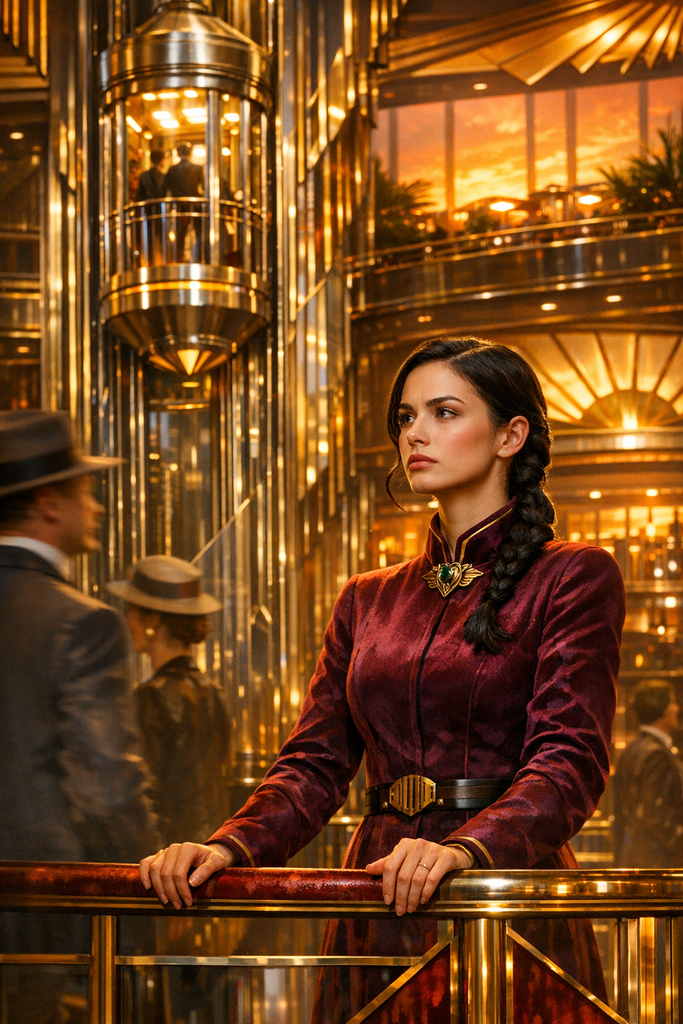 At the velvet rail, Mara watched the Sky-Lift carry shareholders past her toward the Sun Terrace.