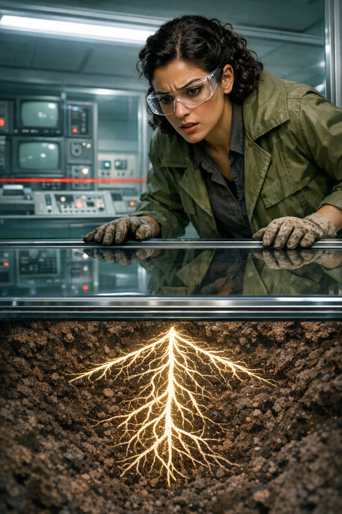 Then Mara noticed the roots under the glass, weaving a perfect arrow at her feet.