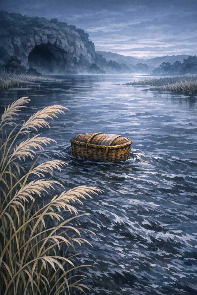What floats toward a kingdom on the flooded Tiber before dawn?