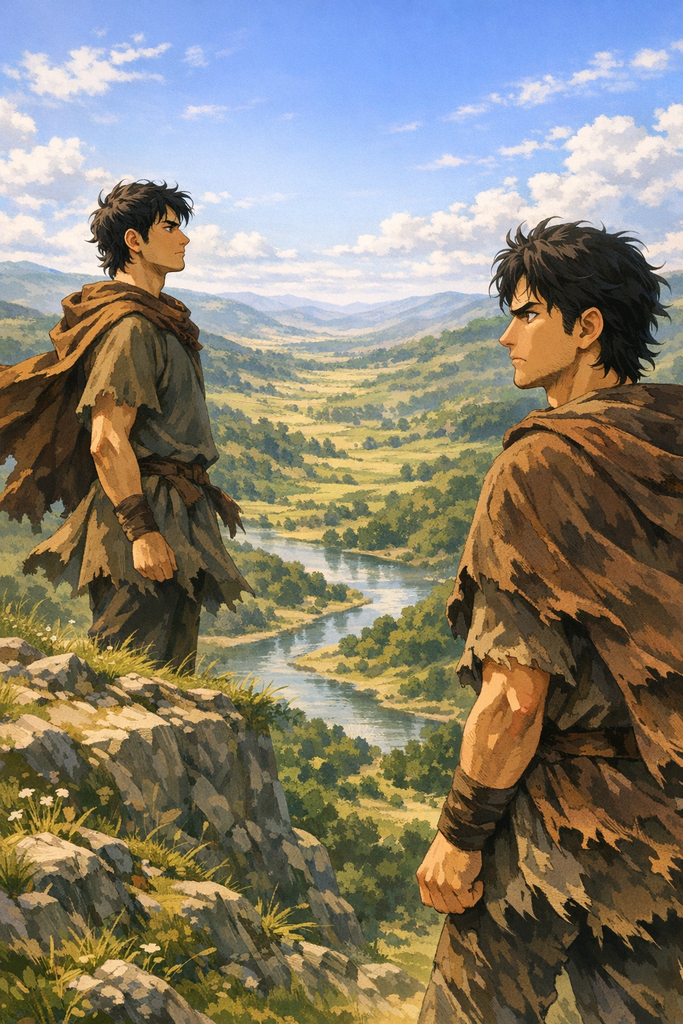 Romulus chose the Palatine, while Remus stood on the Aventine with his jaw tight.