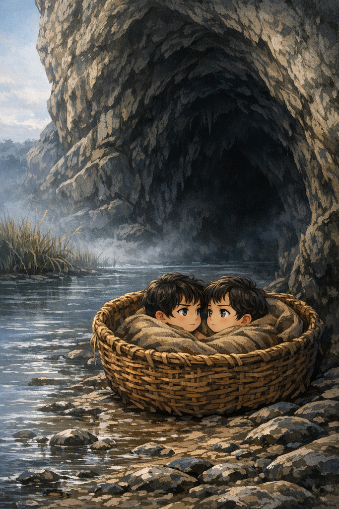 The river pushed them to a cave mouth, and the crying suddenly stopped.