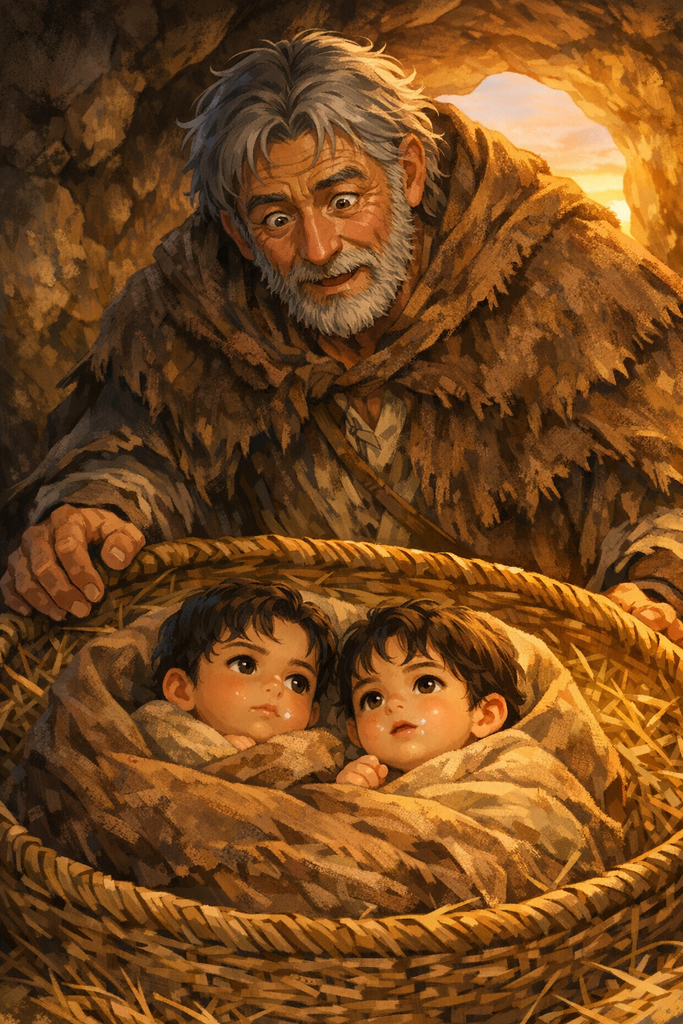 At first light, Faustulus found them with milk shining on their mouths.