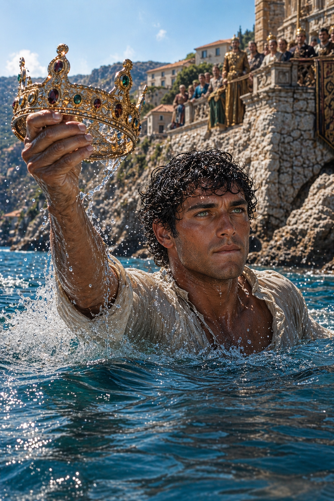 A crown followed, and again the sea returned him before the last ripple faded.