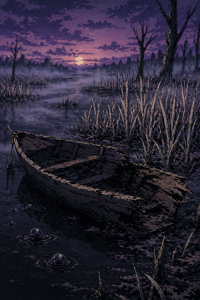 Still, the broken boat rocked alone, and no fisherman stepped near the reeds.
