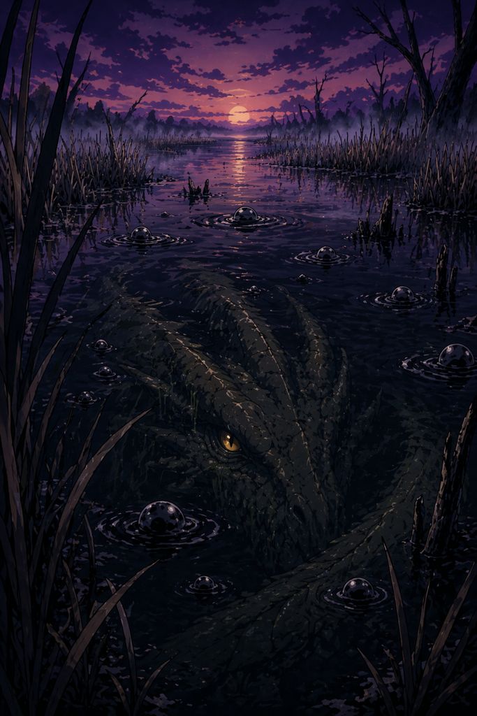 Even now, when dark water stirs at dusk, the black surface whispers Tarantasio.