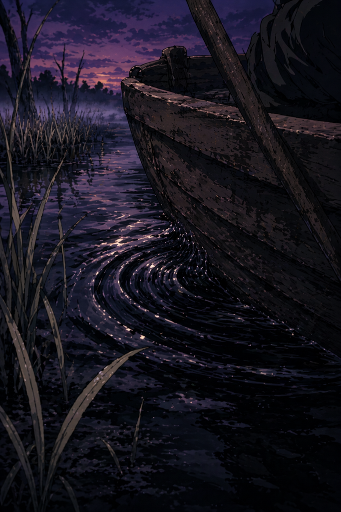 Then one ripple pushed against the boat, as if something below had found them first.