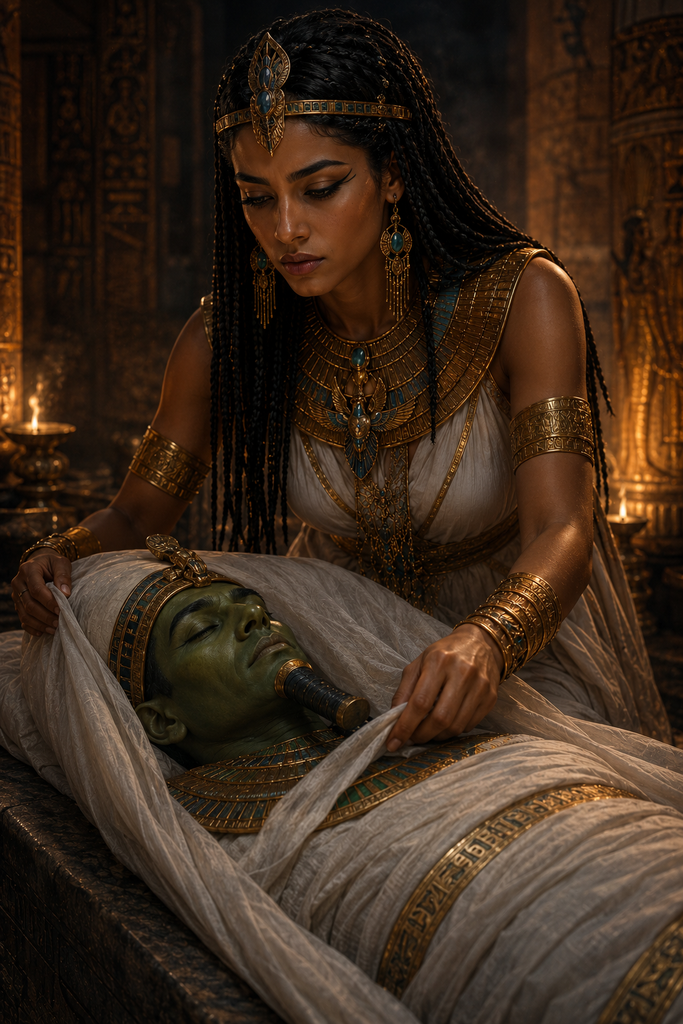 At last Isis found the still king, and careful hands wrapped him in clean linen.