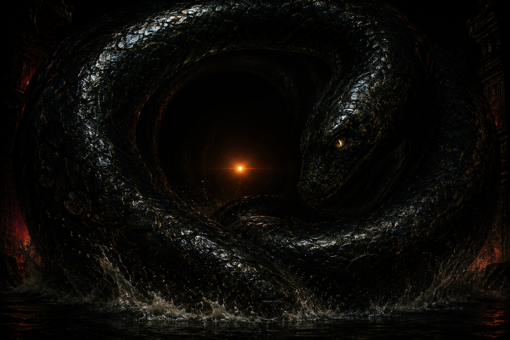 Then Apep opens a tunnel of darkness, and the sun seems small enough to swallow.
