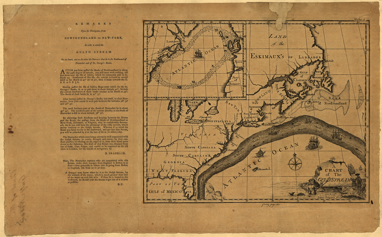 The Evidence Arrived by Current Benjamin Franklin's chart of the Gulf Stream