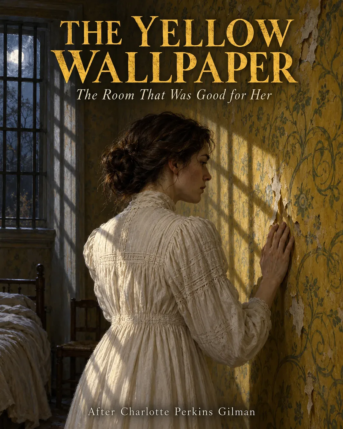 The Yellow Wallpaper: The Room That Was Good for Her — portrait illustrated cover.