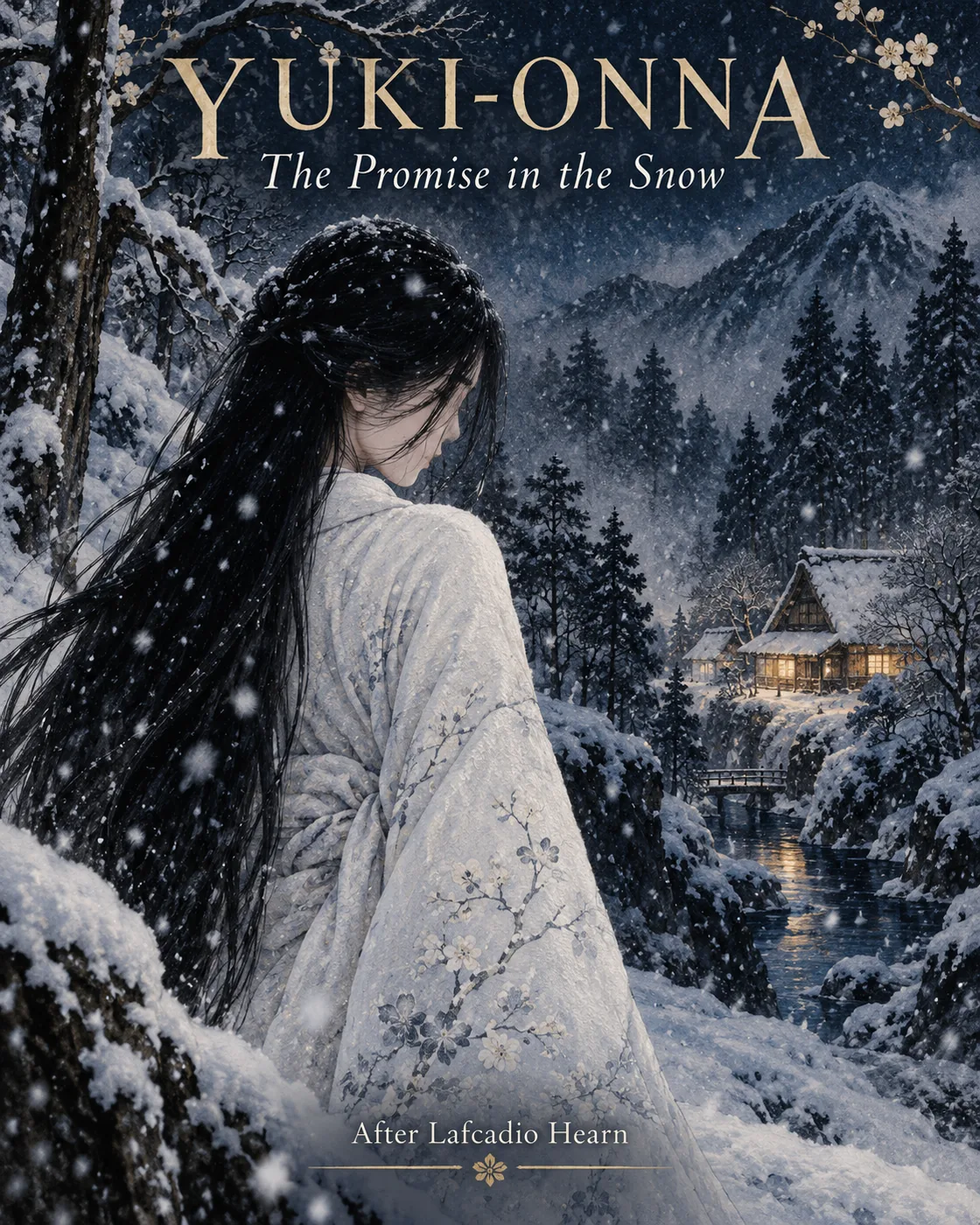 Yuki-Onna: The Promise in the Snow — original portrait literary cover.