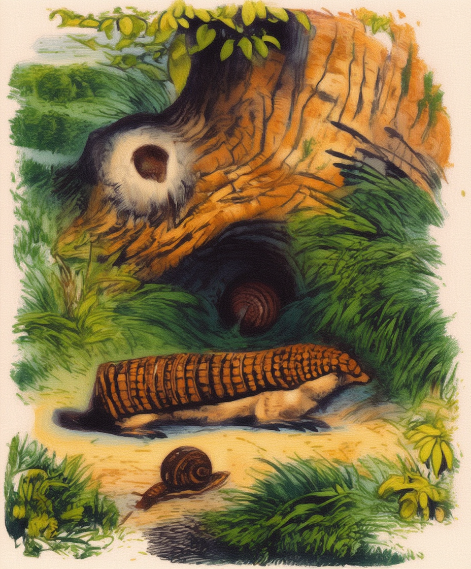 A tree with an animal or nest inside its hollow.