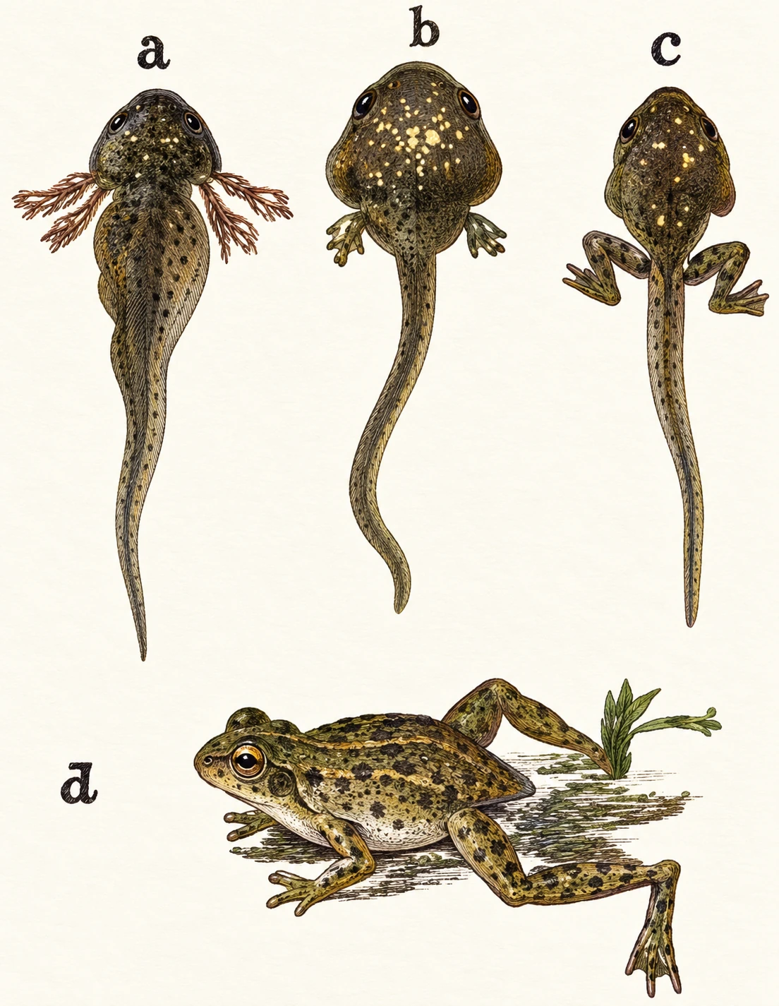 TADPOLES AND YOUNG FROG.