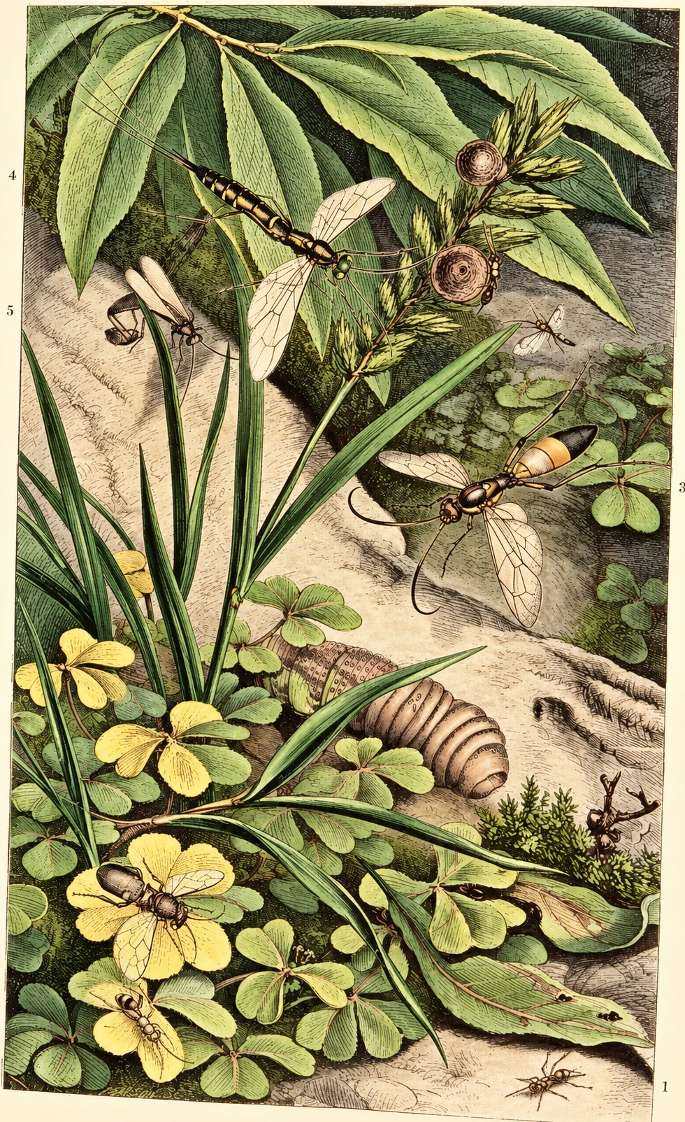 Insect anatomy and lifecycle diagrams