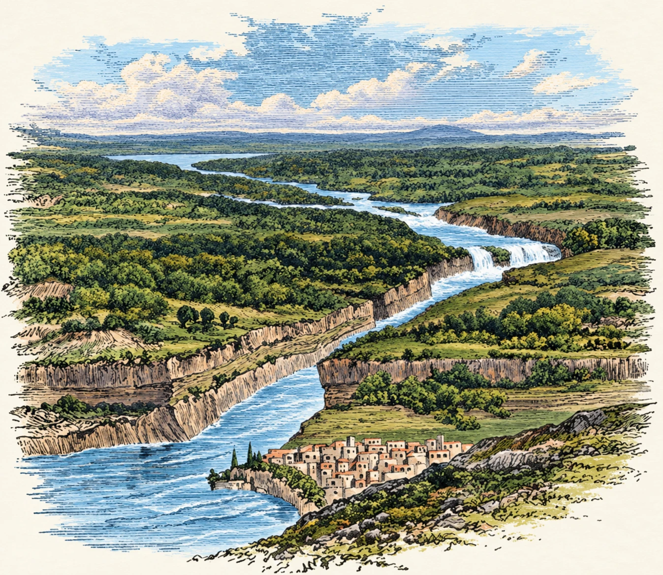 Bird's-eye view of Lake Erie, Niagara Falls, and Queensiovvn. (Lyell.)