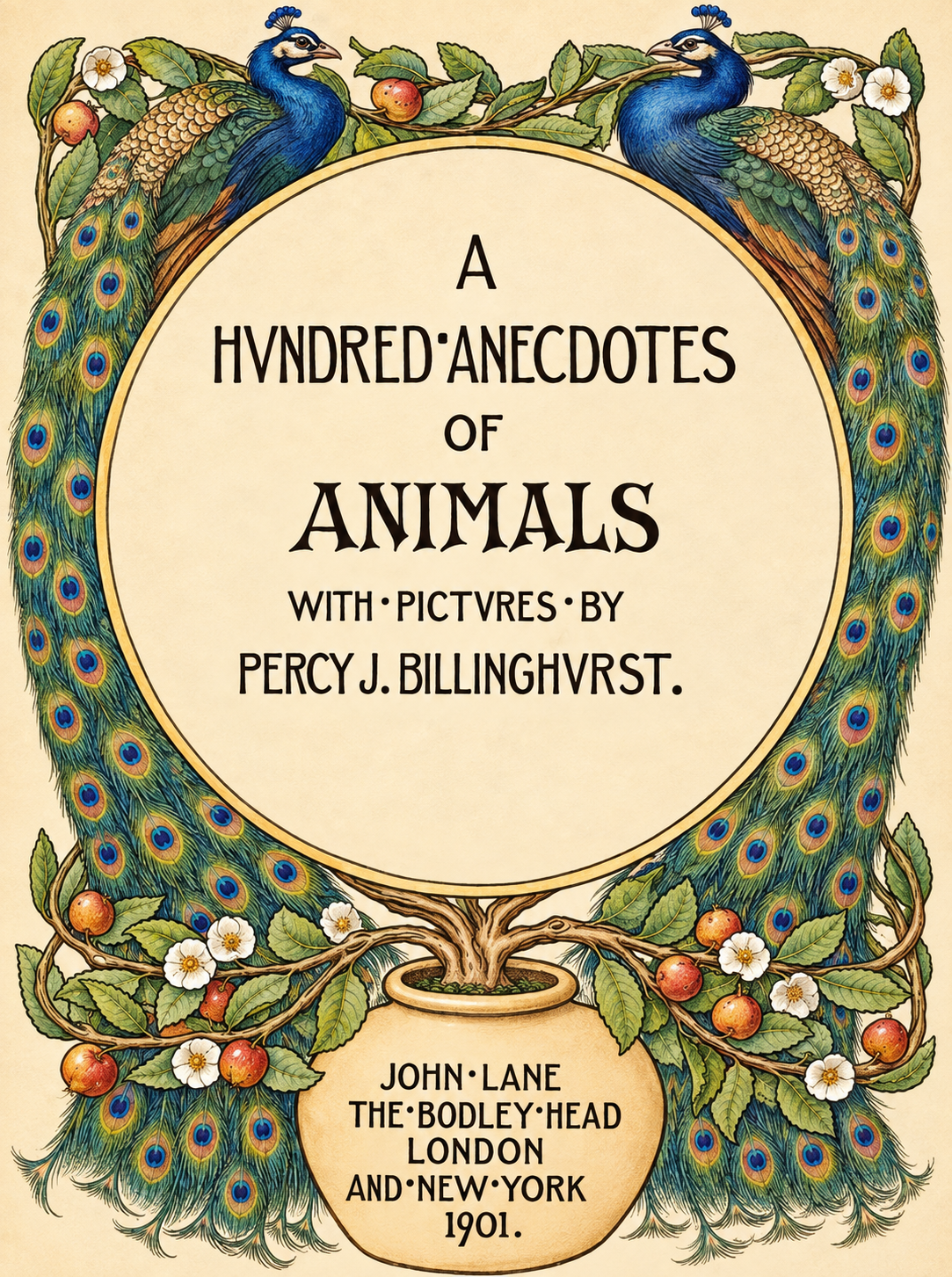 A jungle scene with various wild animals around a tree and a book