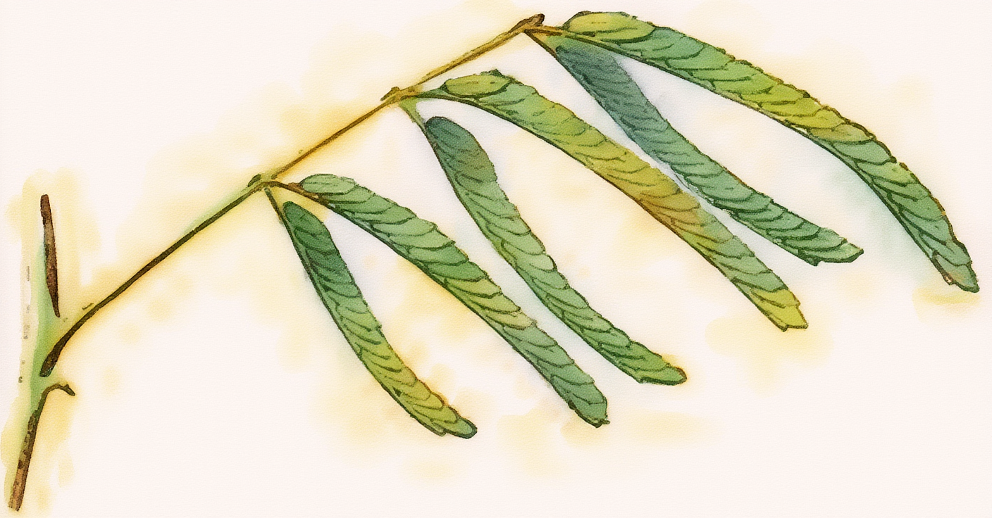 Fig. 41.—Leaf of Acacia Farnesiana in a sleeping condition. give no idca of the contrast between the appear-