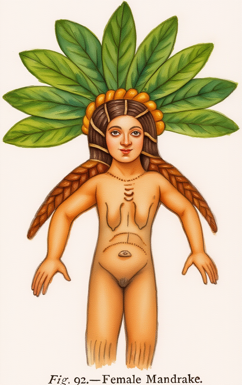 Male mandrake with a dog.