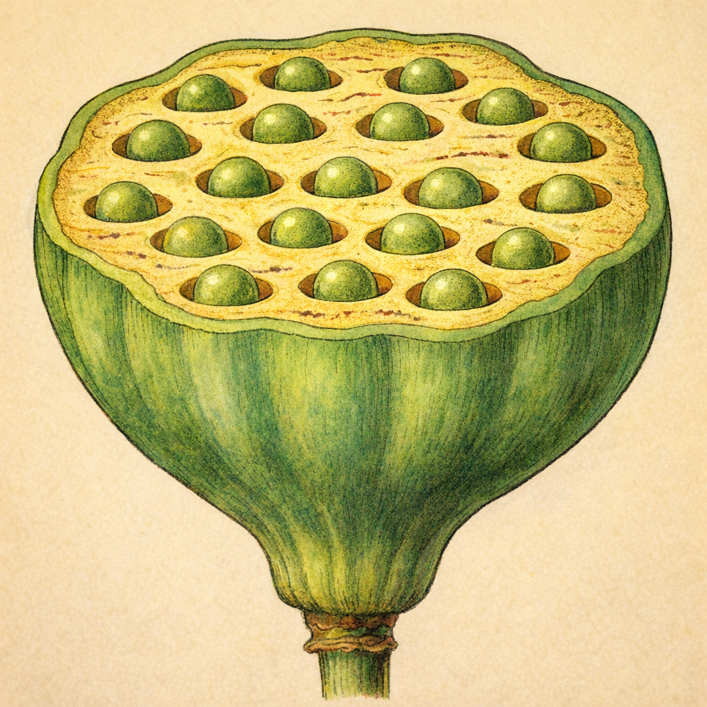 Star-shaped fruit or seed of a botanical species.